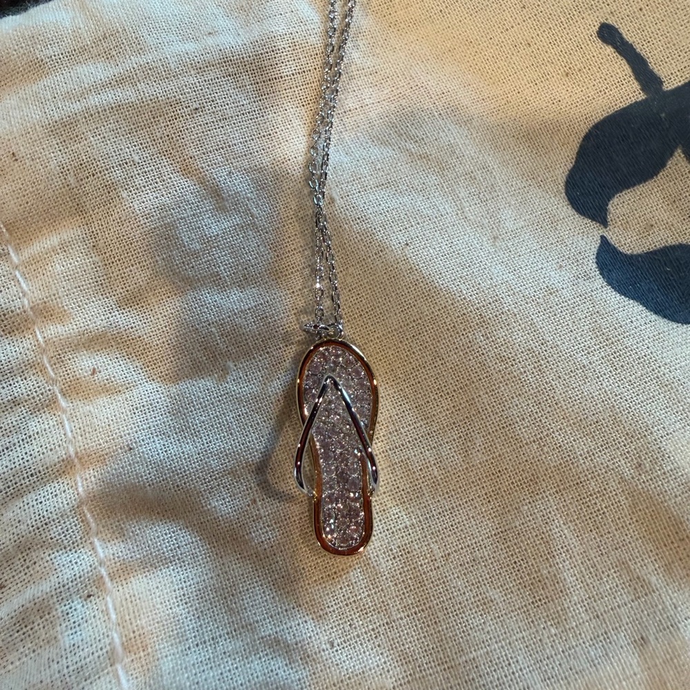 Touchstone Crystal Silver Glitter Flip-Flop Necklace